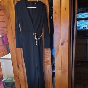 Fashion Nova Black Dress with Gold Chain Detail